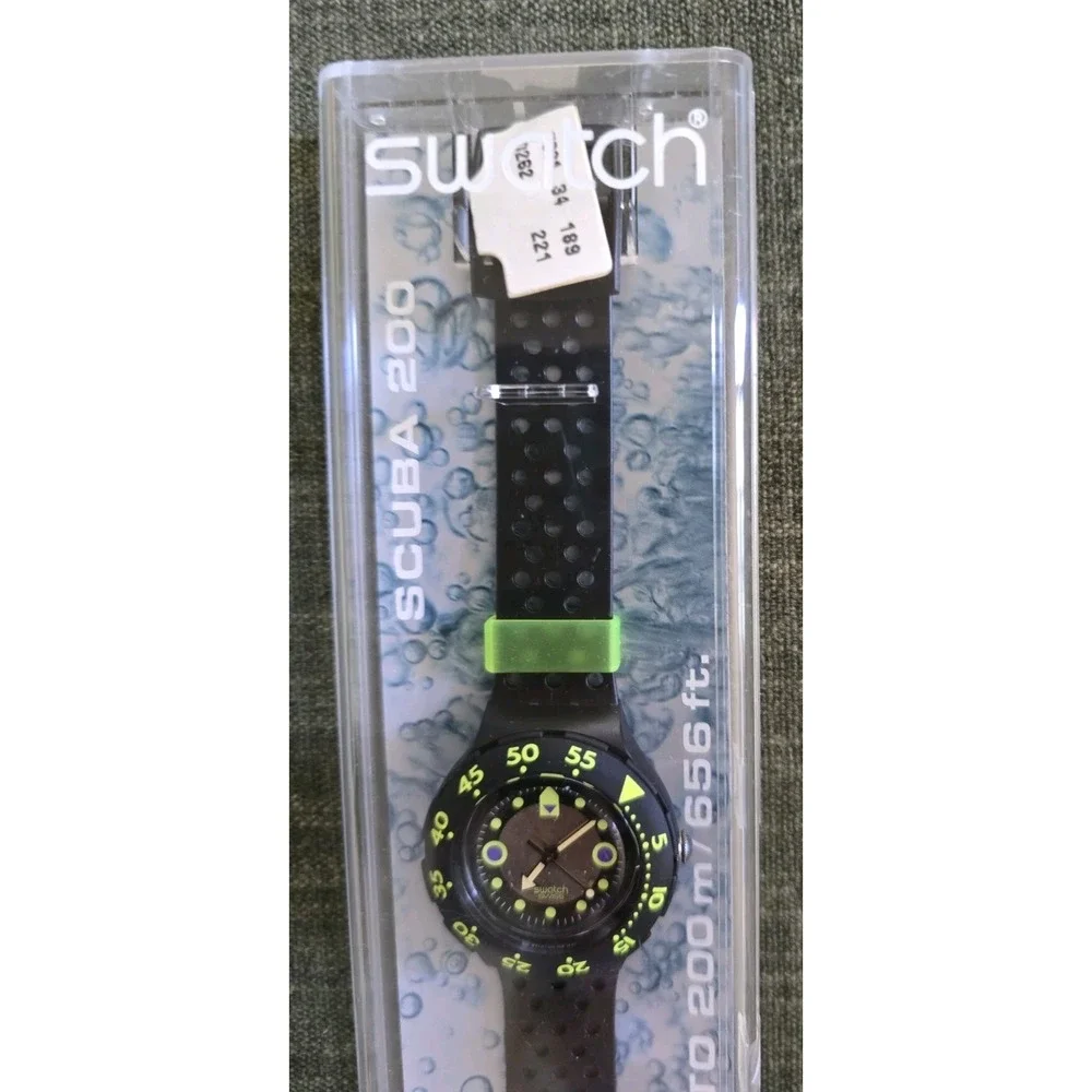Swatch Scuba 200 SDK101 Barrier Reef Vintage Black Green Diving Watch Swiss Made